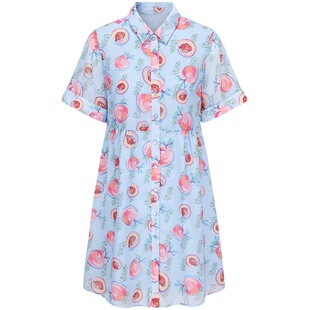 tanni爆款追加春夏新款甜美印花Polo领衬衫连衣裙TO11DR902A