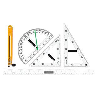 大号磁性塑料三角板套装透明量角器多功能圆规粉笔白板笔教师用绘图画图制图工具尺三角尺数学教学用教具