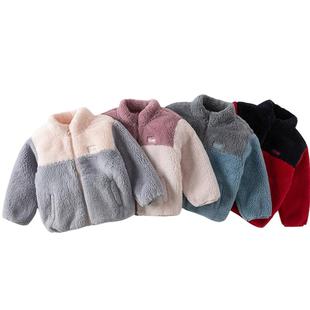 戴维贝拉儿童毛绒外套新款春装男童女童上衣宝宝新年红色衣服童装