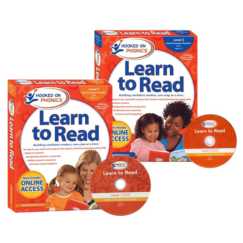 自然拼读迷上语音系列 1-2级 Hooked on Phonics Learn to Read 英文原版自然拼读教材 儿童英语阅读故事 DVD配套教学 进口英语书