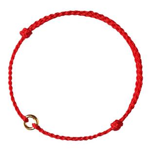 普陀山古法金平安扣细红绳手链本命年编织手绳脚链女马年男情侣