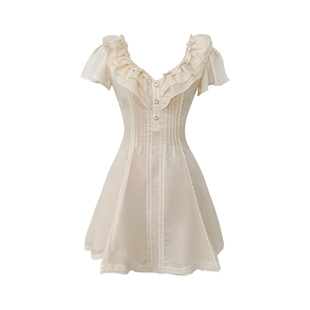 Lazy Didi幻羽流光 水光肌 折角腰连衣裙/上衣手工压褶收腰小飞袖