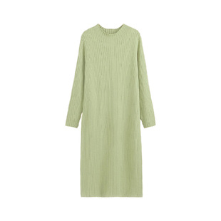 连衣裙女大码胖mm梨型身材早春宽松毛织裙慵懒风外穿打底直筒长裙