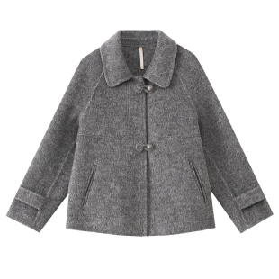 小个子妈妈装双面零羊绒大衣中年女短款秋冬时尚中老年羊毛呢外套