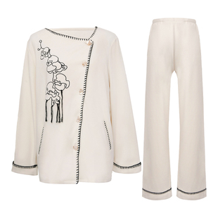 CremeSu兰煦系列睡衣女保暖家居服套装可外穿新中式冬季新款