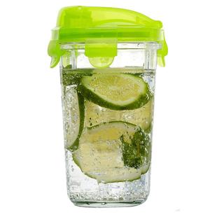 glasslock进口耐热加厚玻璃杯钢化玻璃水杯女带盖杯子茶杯牛奶杯