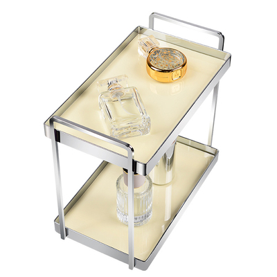 金属双层护肤货妆品银黑色收纳架