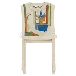 it'real瑞尔秋季新款复古文艺时尚插画叠穿针织背心上衣女装