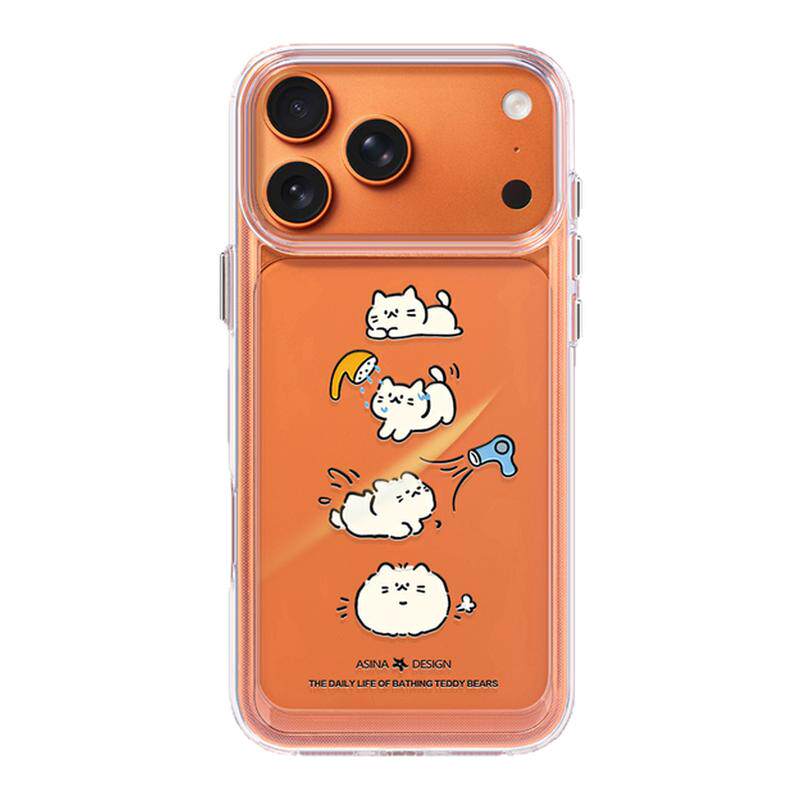 洗澡小猫适用苹果17Promax手机壳新款iPhone16Pro透明ip15保护套超薄Ao5网红12可爱好看全包14pm高级感软边13