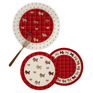 新年小马餐桌隔热垫免洗防水防油耐高温碗盘砂锅垫子圆形红色杯垫