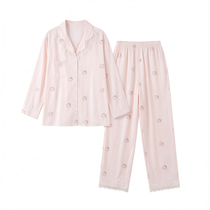 甜美风Kitty带胸垫三件套家居服
