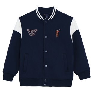 POLOWALK童装儿童休闲棒球服卫衣冬季新款男女童学院风摇粒绒外套