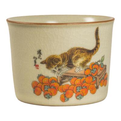 正品可爱130ml米黄汝窑主人杯