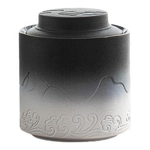 叁旬山海观茶叶罐家用储茶罐防潮摆件茶具陶瓷大号密封罐子礼盒装