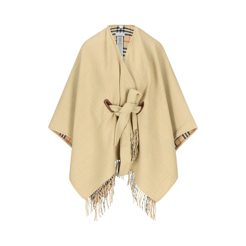 Burberry 博柏利 女士米色系带羊毛披风斗篷外套26秋冬意大利代购
