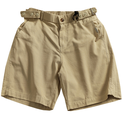 可调节腰头夏季纯棉休闲短裤男