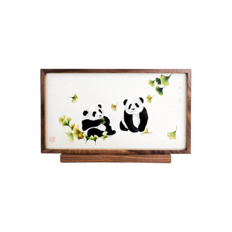 安靖蜀绣之乡大师精制熊猫摆件