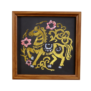 马年螺钿金箔相框画diy材料儿童手工创意装饰摆件团建活动礼物