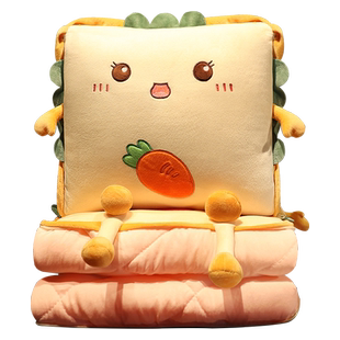 抱枕被子两用加厚办公室靠枕折叠午睡枕头毯子二合一车载汽车靠垫