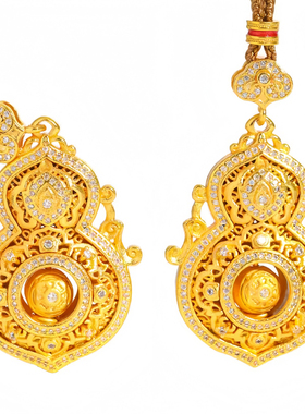 纯金包覆人生四美葫芦项链