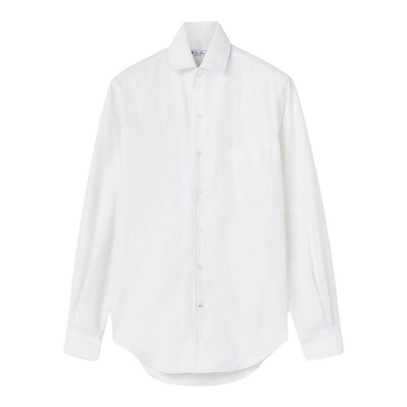 Loro Piana/诺悠翩雅男装白色尖领长袖棉质商务休闲衬衫