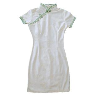 小个子旗袍短款白色2025年新款夏季改良年轻款小清新日常女连衣裙