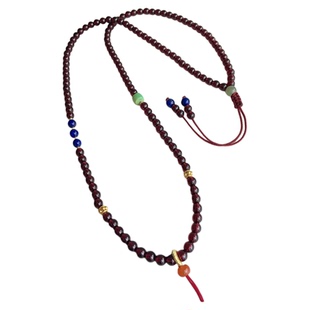 原创石榴石珠链新中式手工编织项链平安扣绳佛公唐卡八宝盘子挂绳