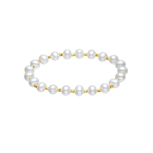 周六福黄18K金淡水珍珠手串女金珠手饰手链优雅新年礼物送礼盒