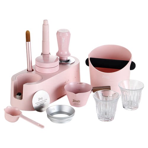 Bincoo粉色咖啡压粉底座套装意式压粉器布粉器收纳座51/58mm通用