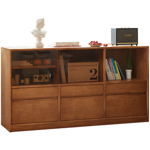 实木矮书柜书架格子柜落地日式客厅储物柜组合边柜家用收纳置物架