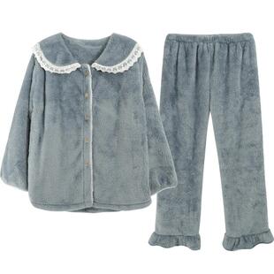 歌瑞尔法兰绒睡衣秋女款2026亲肤加厚柔软保暖锁温珊瑚绒家居服