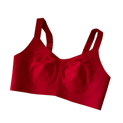 本命年红色大胸显小超薄无痕文胸