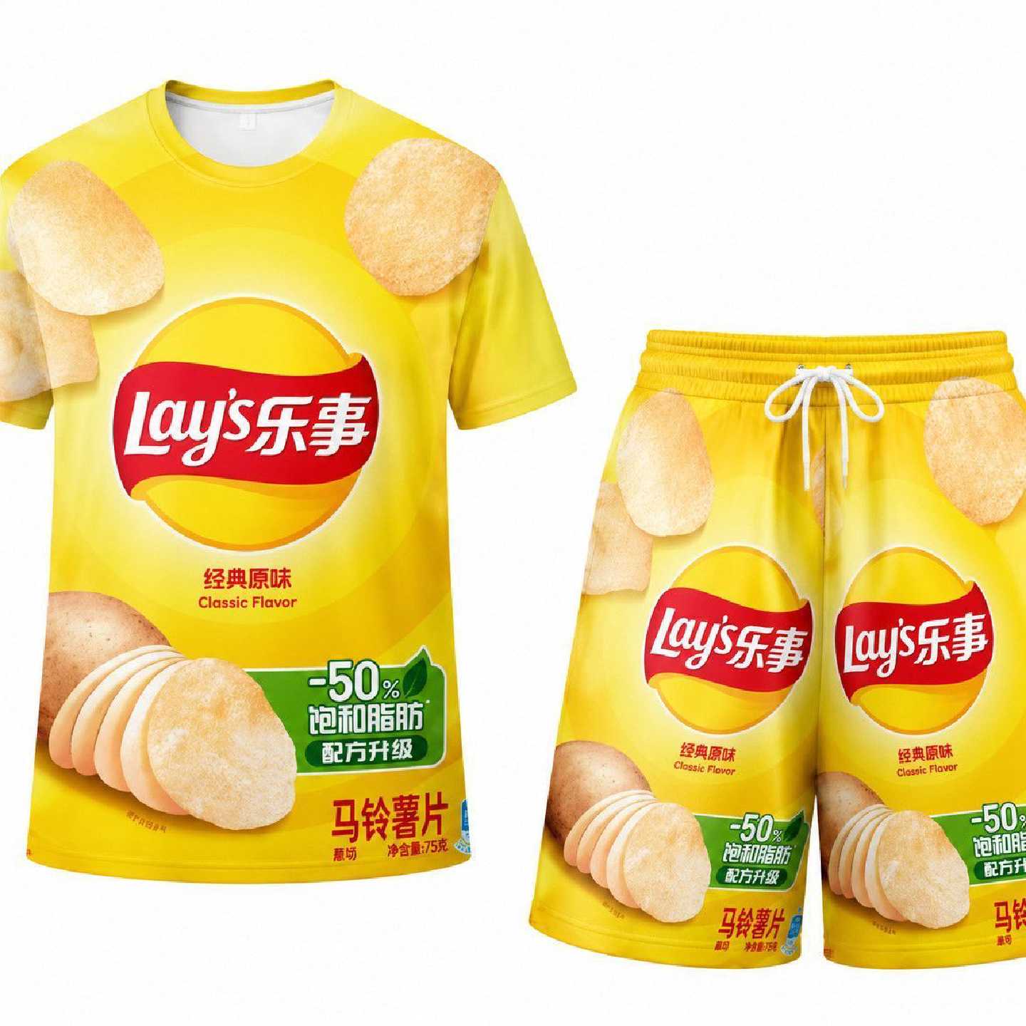 【店铺热销】2026年夏季新款乐事薯片系列漂流抽象衣服男女同款3d