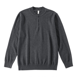 JIEYI 亨利领时尚包芯纱长袖针织衫cleanfit秋冬新款套头毛线衣男