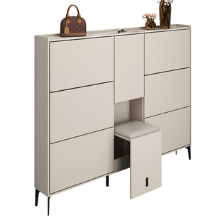 超薄实木鞋柜现代简约入户柜家用门口17cm翻斗式薄柜2026新款极窄