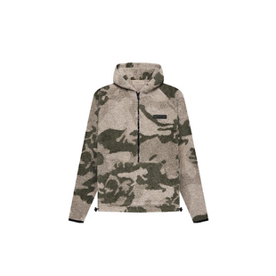 FOG宁波原版essentials迷彩纯色羊羔绒半拉链连卫衣外套连帽宽松