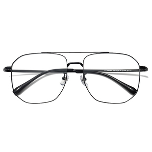 纯钛超大框金丝双梁眼镜男款近视可配有度数防蓝光变色大脸眼睛架