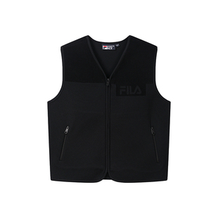 FILA 斐乐雪花绒编织马甲官方26冬季新款女子运动针织开衫上衣