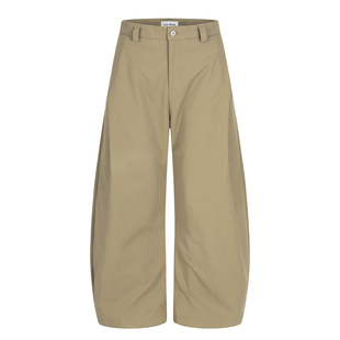 辣到中暑美式辣妹高街简约卡其色工装弯刀西裤宽松垂感阔腿裤ins