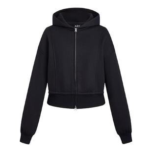 A21女装针织宽松连帽落肩卫衣外套运动风开襟卫衫防晒服遮阳外套