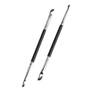 K177双头眼线刷眉刷镰刀下至卧蚕刷斜角刀锋细节一支化妆刷沧州