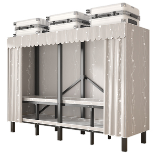 新款免安装折叠布衣柜家用卧室出租房加厚结实耐用简易组装全钢架