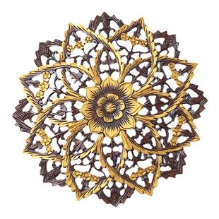 泰国实木雕花板壁饰花格雕刻墙壁挂件壁挂复古玄关客厅家居装饰品