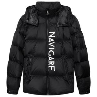 Navigare意大利小帆船冬季新款黑色羽绒服男士保暖面包服保暖外套