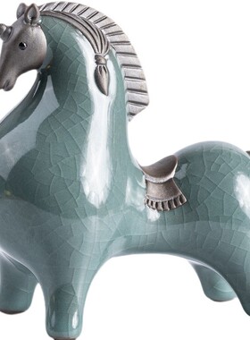 陶瓷唐马小号招财生肖摆件