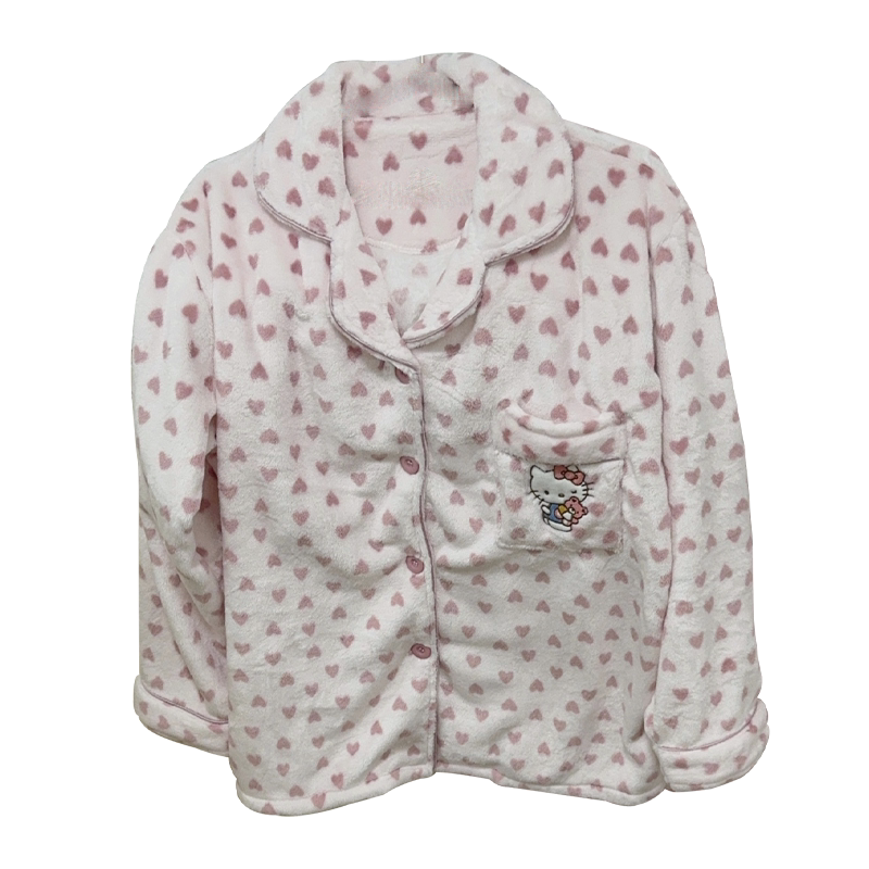 珊瑚绒保暖女睡衣开衫家居服套装