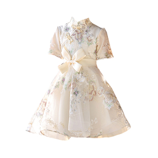 高端礼服公主裙儿童生日国风主持人花童新中式女童演出服前短后长