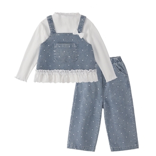 [抗菌纯棉]女童套装宝宝春季时尚新款儿童洋气三件套大童女孩衣服