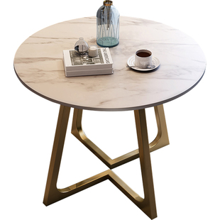 岩板餐桌洽谈接待桌椅现代简约大理石咖啡店桌子阳台休闲小圆桌子