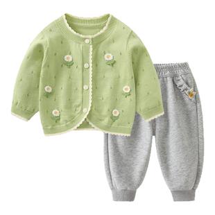 女童外套春装2026新款套装女宝宝针织衫开衫毛衣上衣婴儿春秋衣服